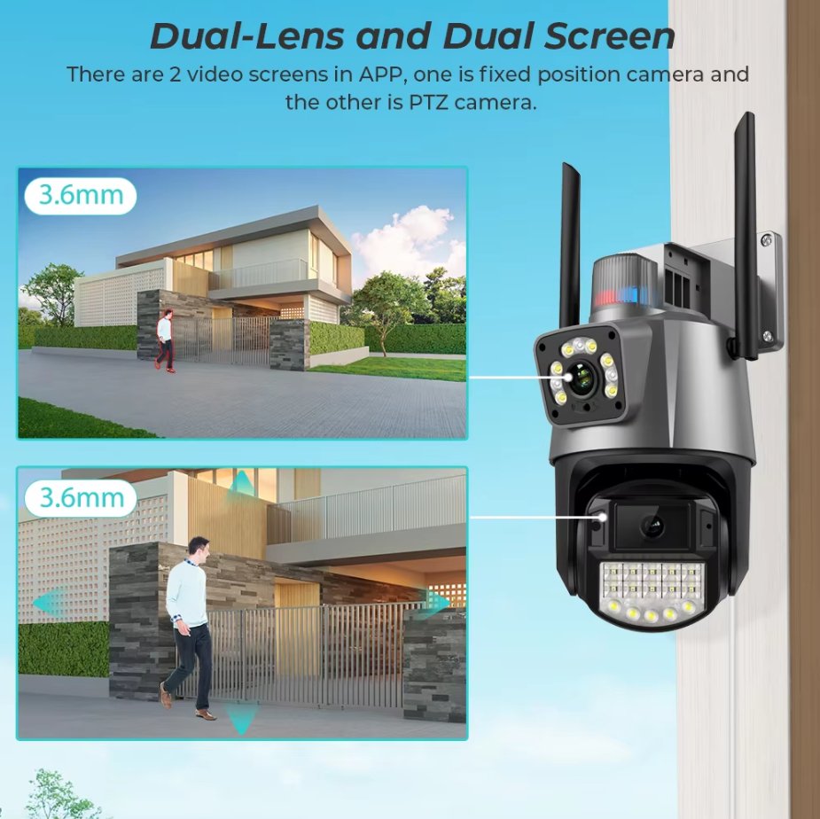 Bežična sigurnosna kamera P11 - QQ6 PTZ WIFI Dual - Lens - Kupiti