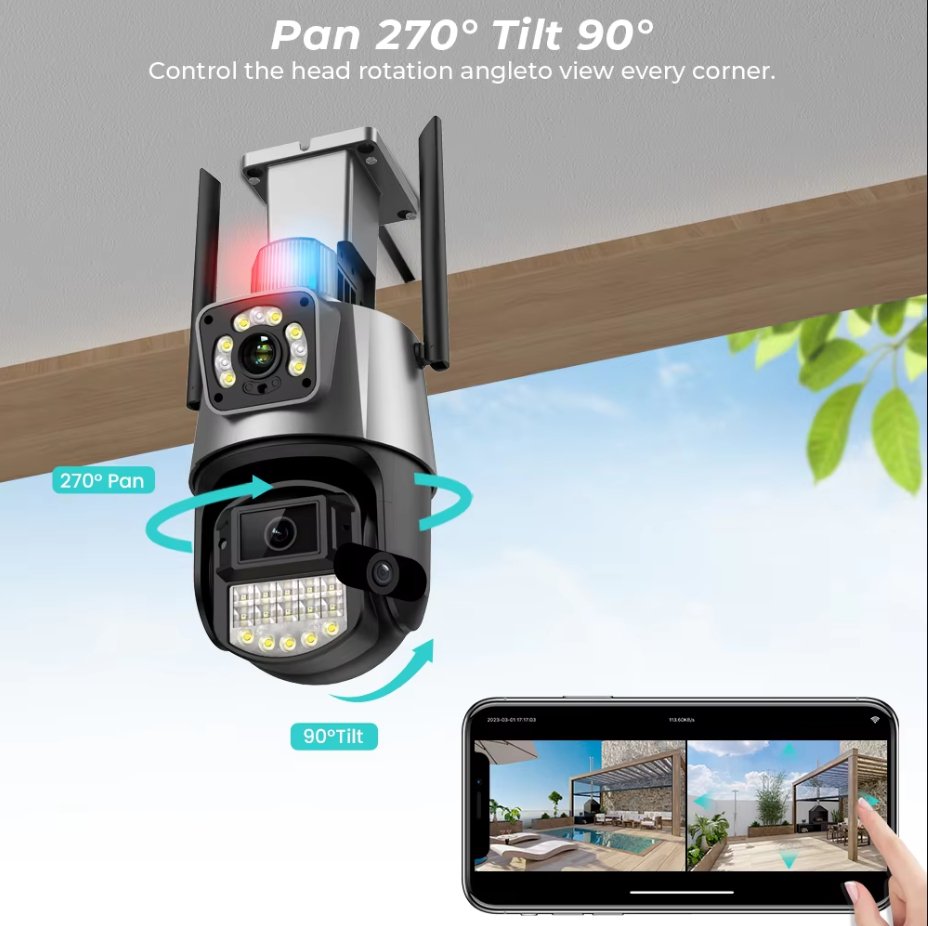 Bežična sigurnosna kamera P11 - QQ6 PTZ WIFI Dual - Lens - Kupiti