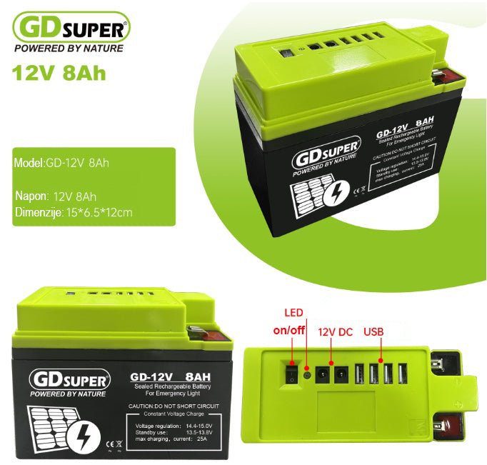 GDSuper GD - 12V8Ah GelTech - Akomulator za solarne sisteme - Kupiti